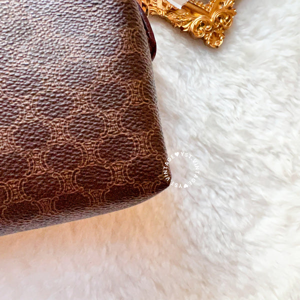 Vintage CELINE 1990s Macadam Makeup Bag - Brown 010