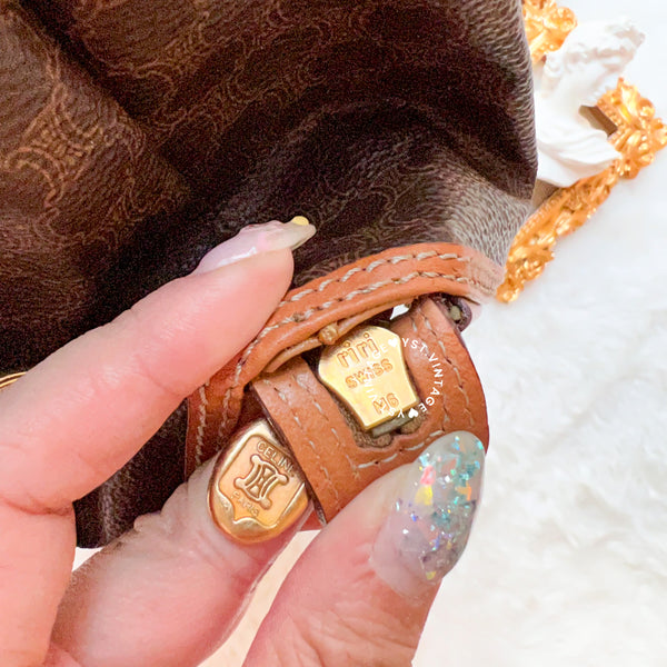 Vintage CELINE 1990s Macadam Makeup Bag - Brown 010