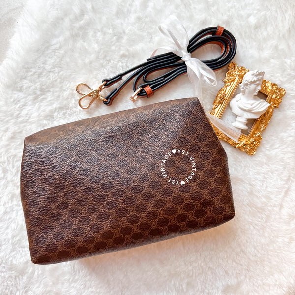 Vintage CELINE 1990s Macadam Makeup Bag - Brown 010