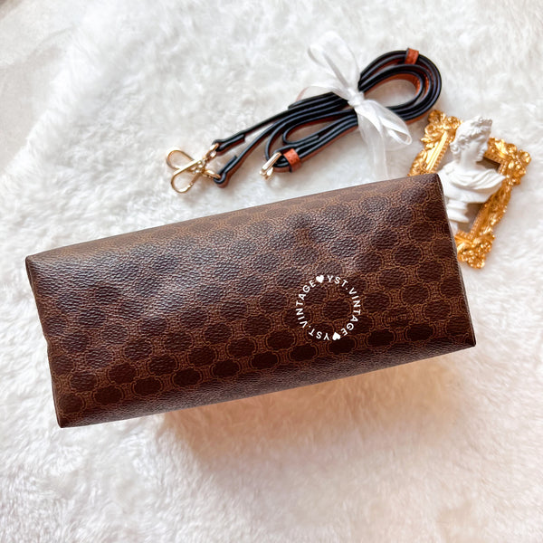 Vintage CELINE 1990s Macadam Makeup Bag - Brown 010