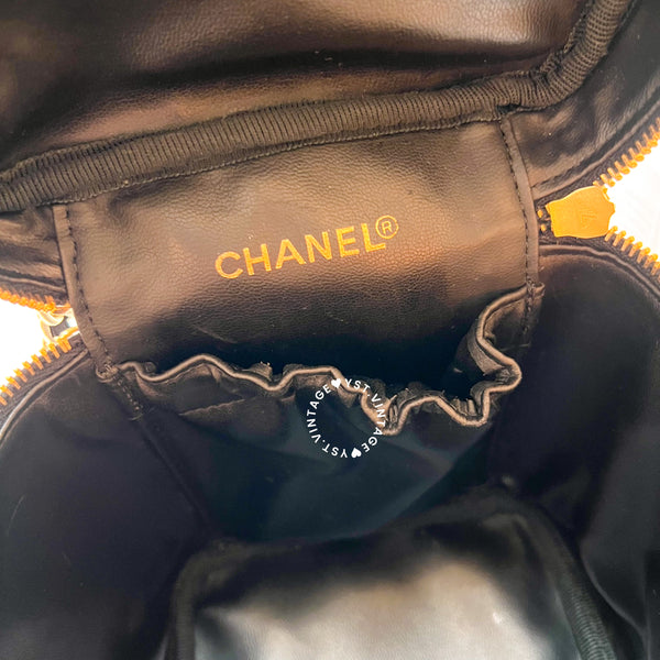 Vintage CHANEL Vertical Vanity Bag - Lambskin Black 010 (Code: 035900)