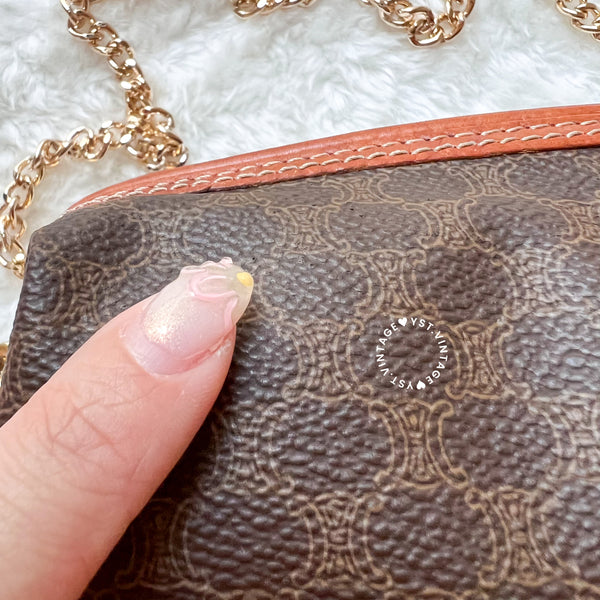 Vintage CELINE 1990s Macadam Makeup Bag - Brown 009