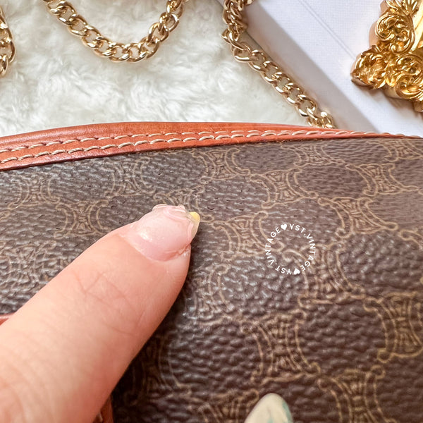 Vintage CELINE 1990s Macadam Makeup Bag - Brown 009