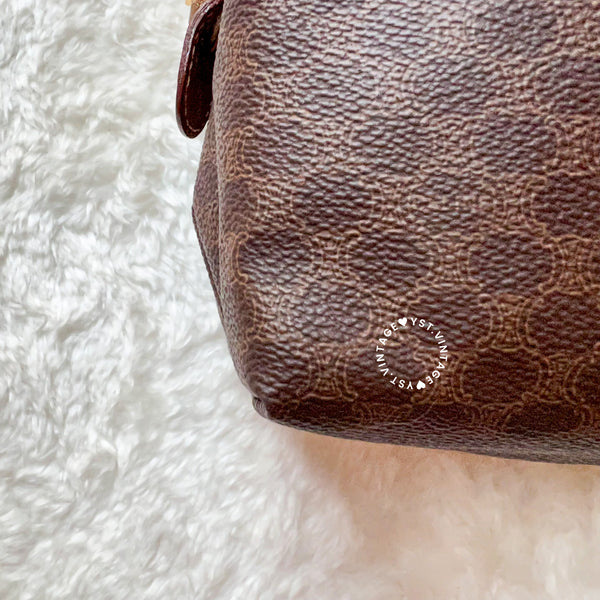 Vintage CELINE 1990s Macadam Makeup Bag - Brown 009