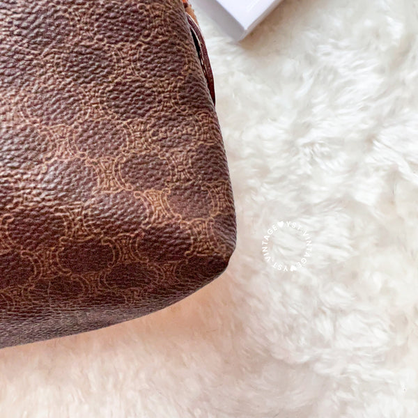 Vintage CELINE 1990s Macadam Makeup Bag - Brown 009