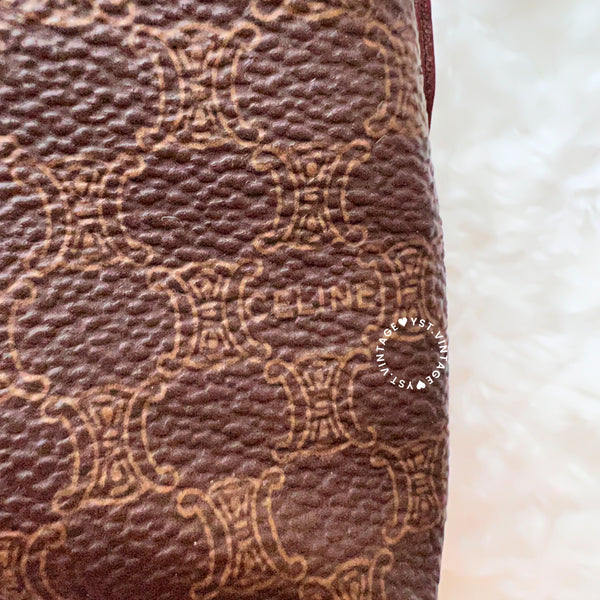 Vintage CELINE 1990s Macadam Makeup Bag - Brown 009