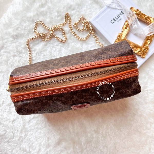 Vintage CELINE 1990s Macadam Makeup Bag - Brown 009