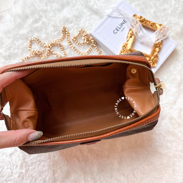 Vintage CELINE 1990s Macadam Makeup Bag - Brown 009