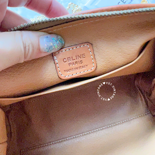 Vintage CELINE 1990s Macadam Makeup Bag - Brown 009