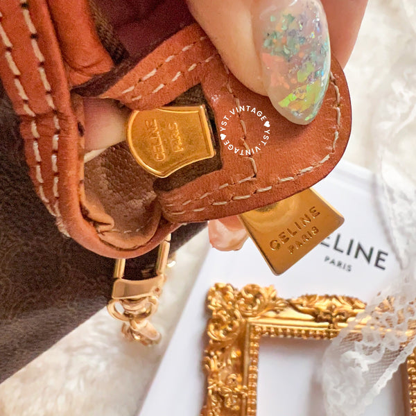 Vintage CELINE 1990s Macadam Makeup Bag - Brown 009