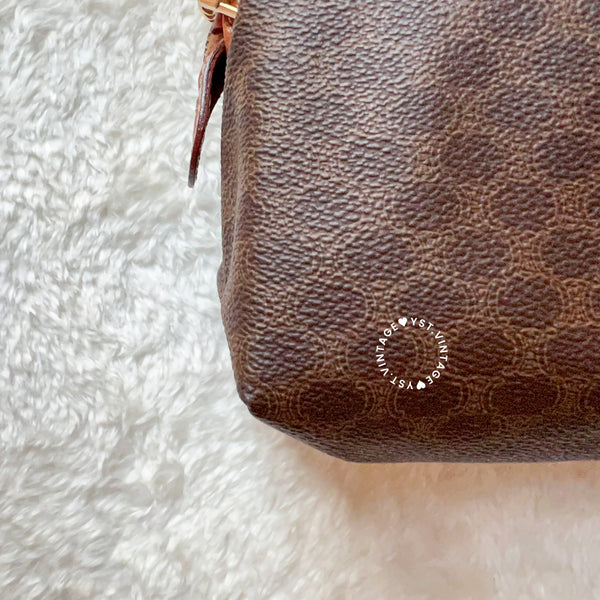 Vintage CELINE 1990s Macadam Makeup Bag - Brown 009