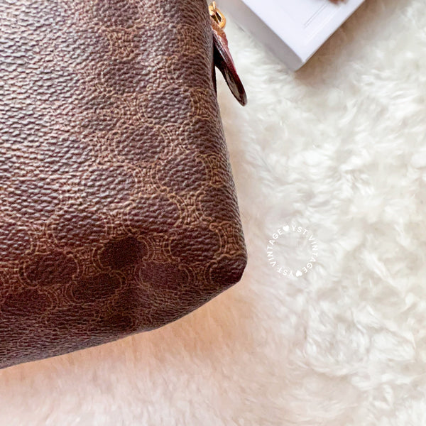 Vintage CELINE 1990s Macadam Makeup Bag - Brown 009
