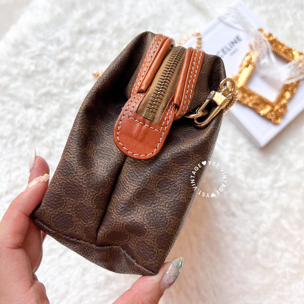 Vintage CELINE 1990s Macadam Makeup Bag - Brown 009
