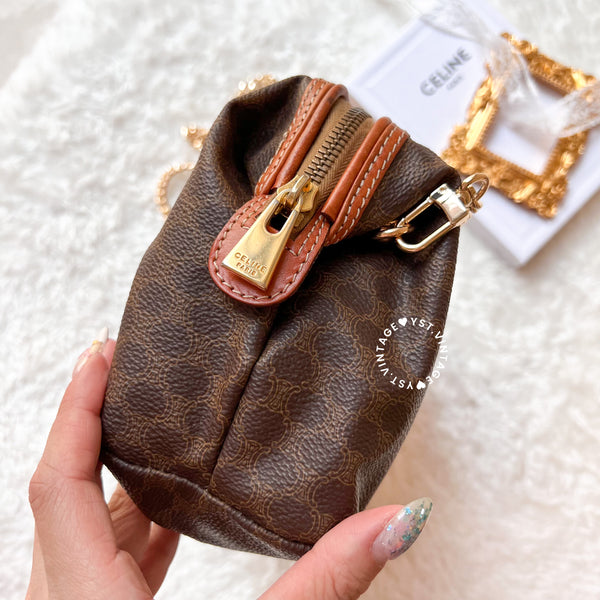 Vintage CELINE 1990s Macadam Makeup Bag - Brown 009