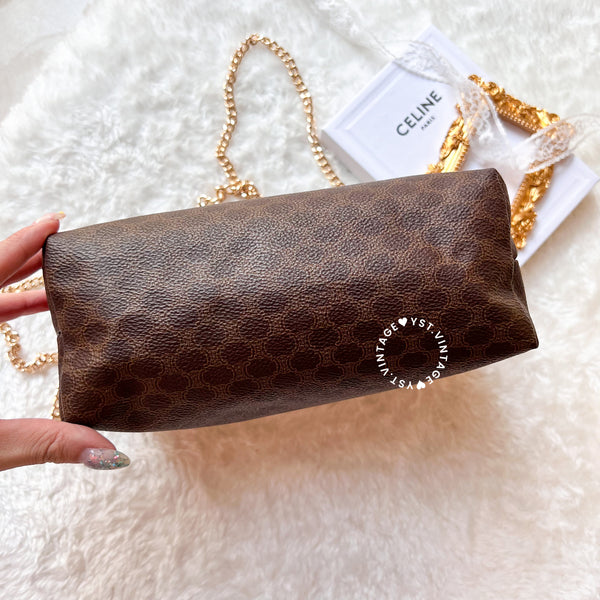 Vintage CELINE 1990s Macadam Makeup Bag - Brown 009