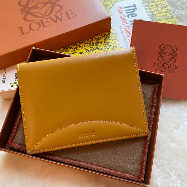 Vintage Loewe Anagram Card Holder - Ginger Yellow