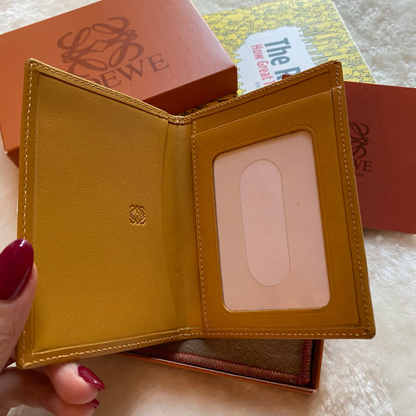 Vintage Loewe Anagram Card Holder - Ginger Yellow
