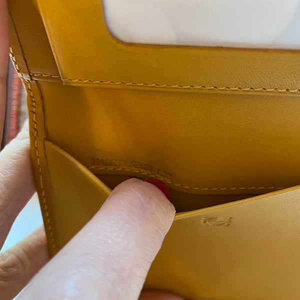 Vintage Loewe Anagram Card Holder - Ginger Yellow