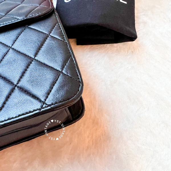 Vintage Chanel Push-Lock 25cm Square Flap Bag - Black x Gold