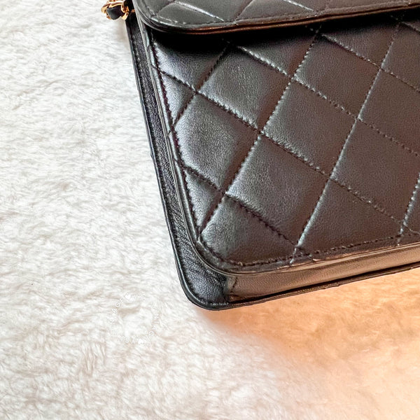 Vintage Chanel Push-Lock 25cm Square Flap Bag - Black x Gold