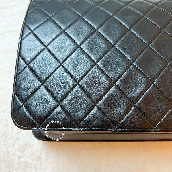 Vintage Chanel Push-Lock 25cm Square Flap Bag - Black x Gold