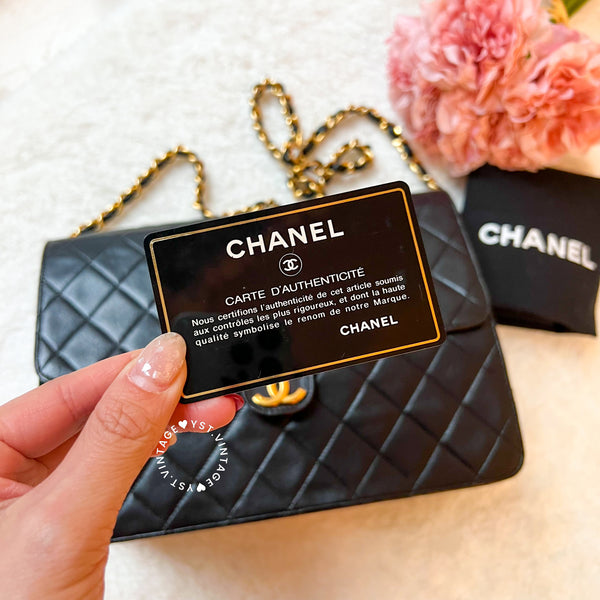 Vintage Chanel Push-Lock 25cm Square Flap Bag - Black x Gold
