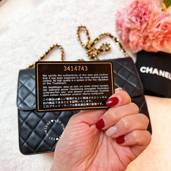 Vintage Chanel Push-Lock 25cm Square Flap Bag - Black x Gold