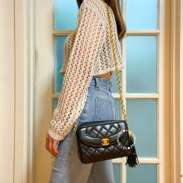 Vintage CHANEL Camera Bag with Bijoux Chain - Black (Code: 048700)