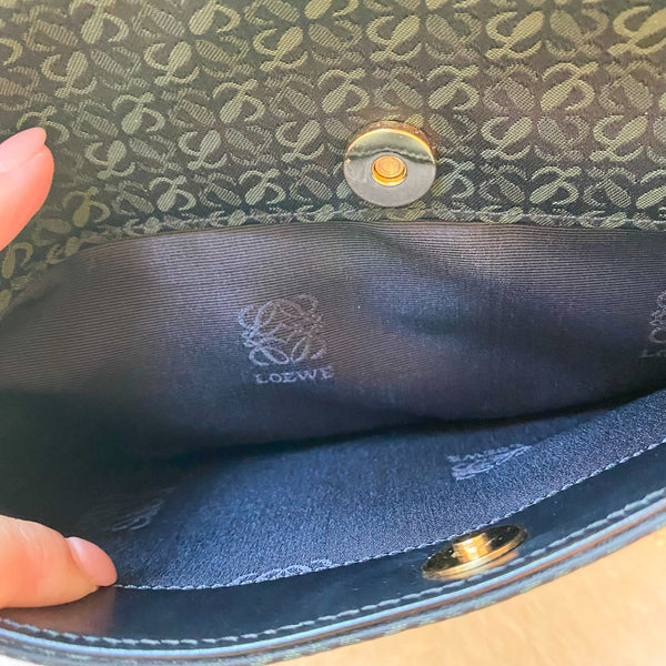 Vintage Loewe Anagram Shoulder Bag - Black