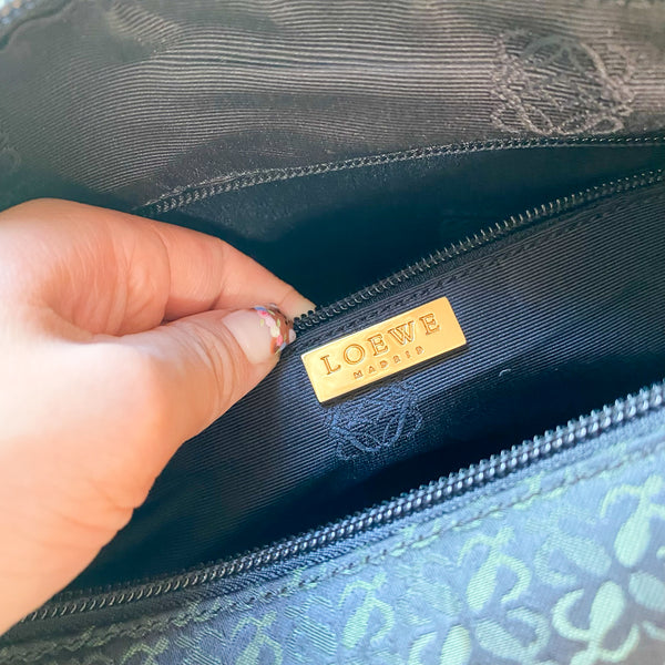 Vintage Loewe Anagram Shoulder Bag - Black