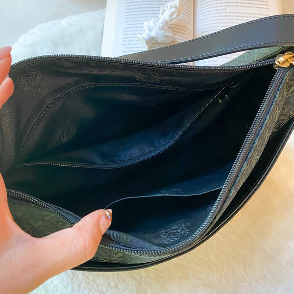Vintage Loewe Anagram Shoulder Bag - Black