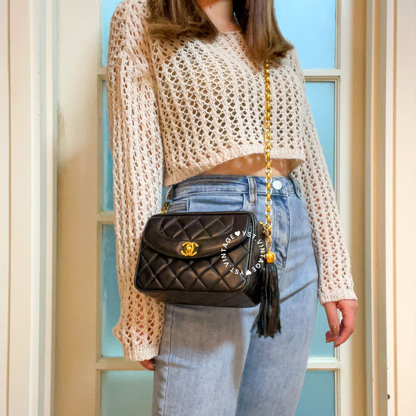 Vintage CHANEL Camera Bag with Bijoux Chain - Black (Code: 048700)