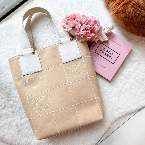 Vintage Chanel Canvas Tote Bag - Beige
