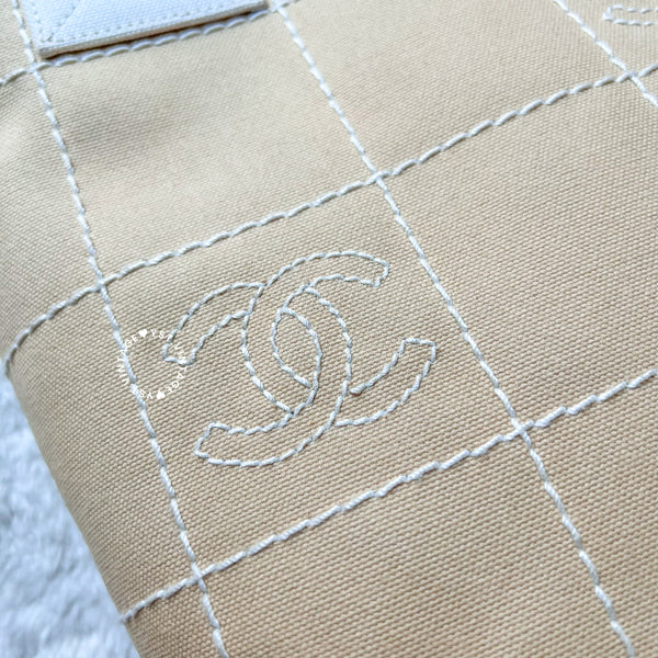 Vintage Chanel Canvas Tote Bag - Beige