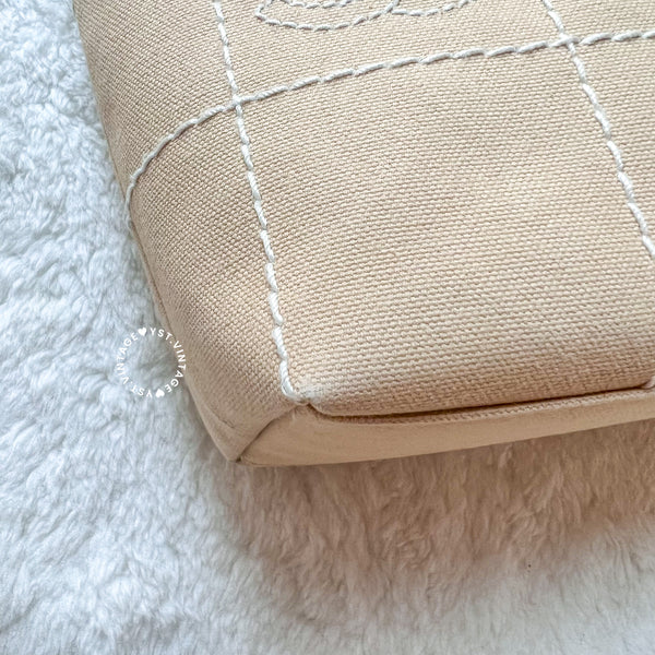 Vintage Chanel Canvas Tote Bag - Beige