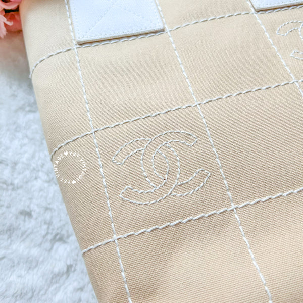 Vintage Chanel Canvas Tote Bag - Beige