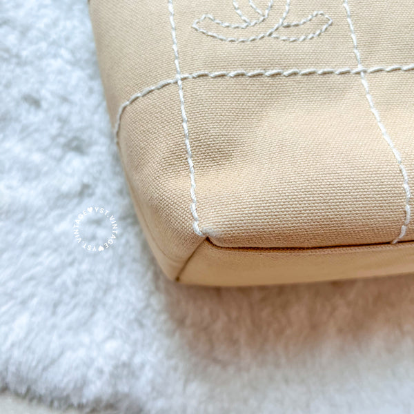 Vintage Chanel Canvas Tote Bag - Beige