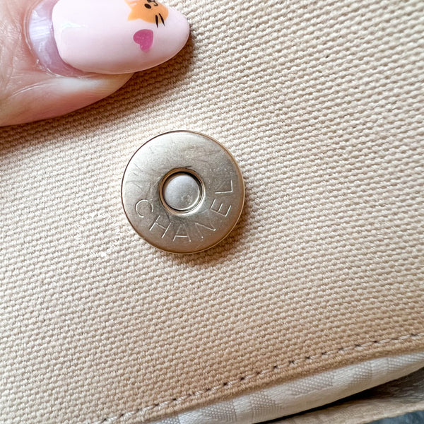 Vintage Chanel Canvas Tote Bag - Beige