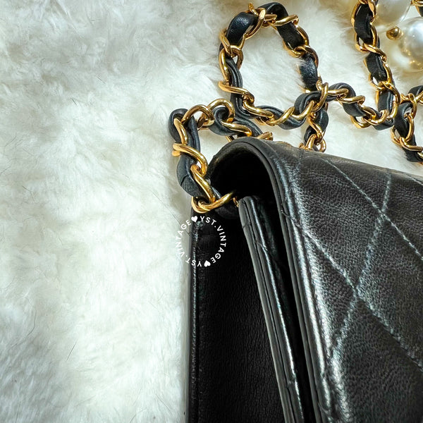 Vintage Chanel Push-Lock 25cm Square Flap Bag - Black x Gold 002