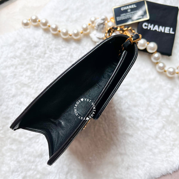 Vintage Chanel Push-Lock 25cm Square Flap Bag - Black x Gold 002