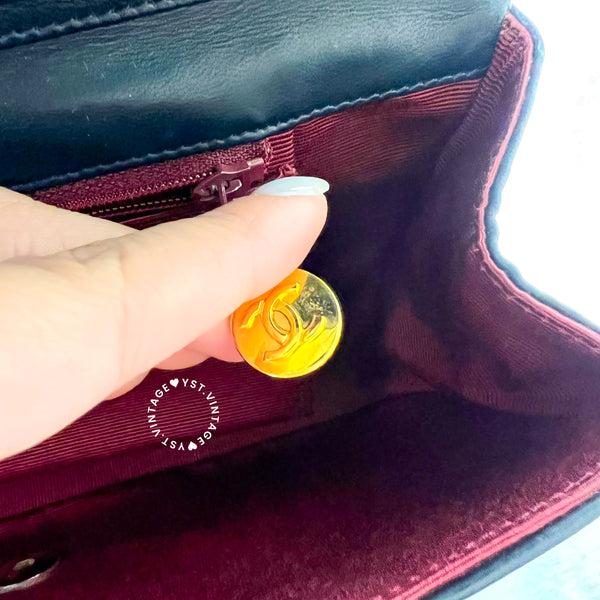 Vintage Chanel Moon Shape Turn-lock Flap Bag - Navy (Code: 035800)