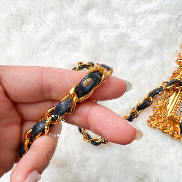 Vintage Chanel Moon Shape Turn-lock Flap Bag - Navy (Code: 035800)