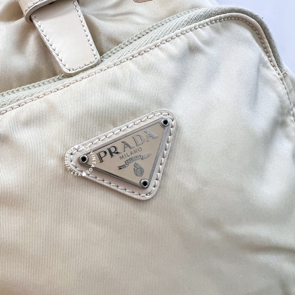 Vintage Prada Nylon Vela Mini Cinch Backpack - Creamy White