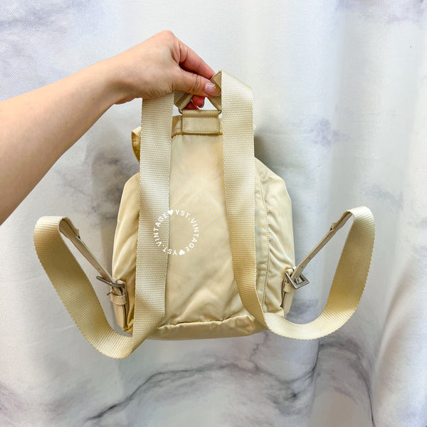 Vintage Prada Nylon Vela Mini Cinch Backpack - Creamy White