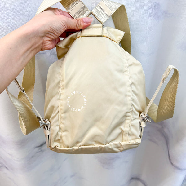 Vintage Prada Nylon Vela Mini Cinch Backpack - Creamy White