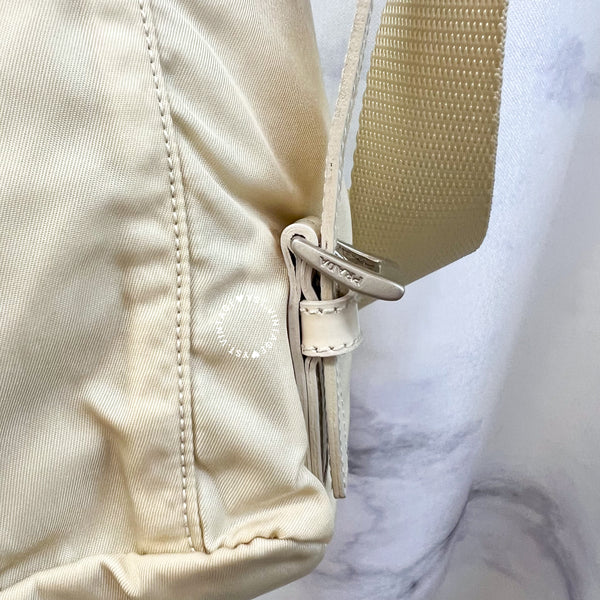 Vintage Prada Nylon Vela Mini Cinch Backpack - Creamy White