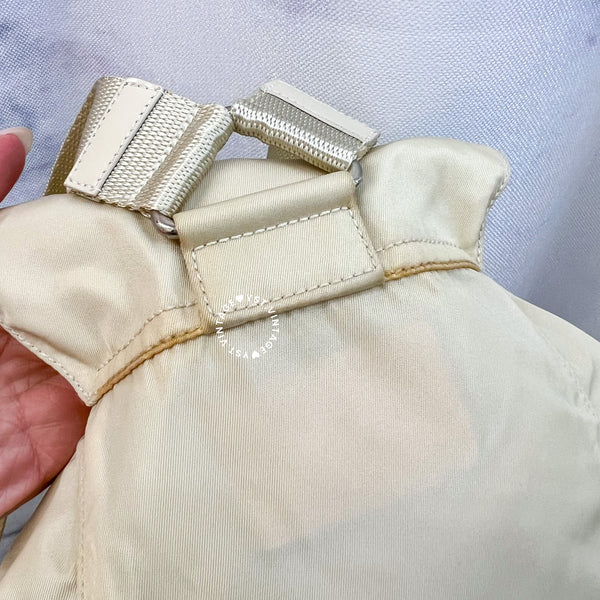 Vintage Prada Nylon Vela Mini Cinch Backpack - Creamy White