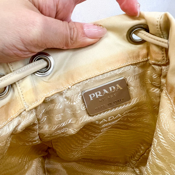 Vintage Prada Nylon Vela Mini Cinch Backpack - Creamy White