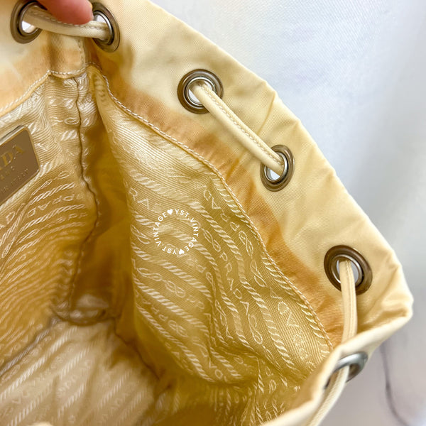 Vintage Prada Nylon Vela Mini Cinch Backpack - Creamy White