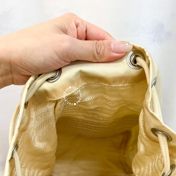Vintage Prada Nylon Vela Mini Cinch Backpack - Creamy White
